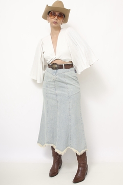 Saia jeans midi western