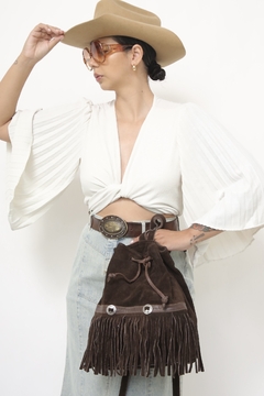 Mochila franja 100% couro vintage - comprar online