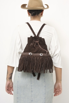 Imagem do Mochila franja 100% couro vintage