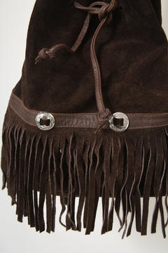 Mochila franja 100% couro vintage