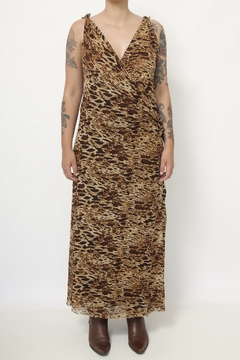 Vestido onça longo forrado na internet