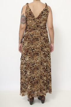 Vestido onça longo forrado - loja online