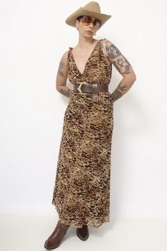 Vestido onça longo forrado na internet