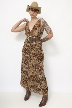 Vestido onça longo forrado - loja online