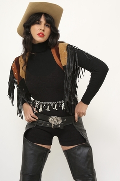 Calça couro franja chapadera cowboy na internet