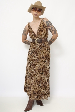 Vestido onça longo forrado - comprar online