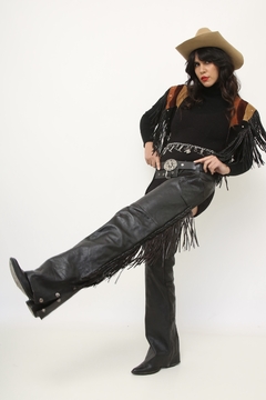 Calça couro franja chapadera cowboy - comprar online
