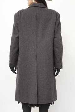 Maxi casaco cinza longo lã forrado - comprar online