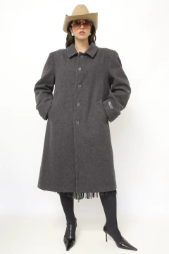 Maxi casaco cinza longo lã forrado - Capichó Brechó