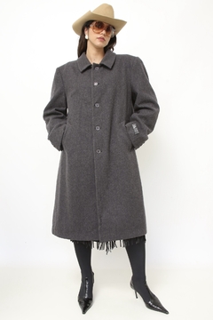 Maxi casaco cinza longo lã forrado - comprar online