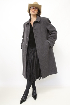 Maxi casaco cinza longo lã forrado - comprar online