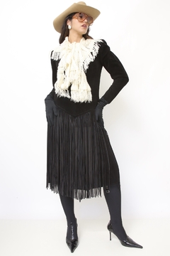 Cachecol franja tricot triangulo - loja online