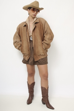 Jaqueta 100% couro marrom bomber