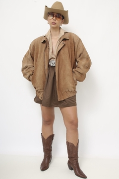 Jaqueta 100% couro marrom bomber - comprar online
