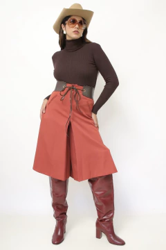 Bermudão telha vintage pregas - Capichó Brechó