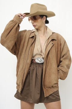 Jaqueta 100% couro marrom bomber