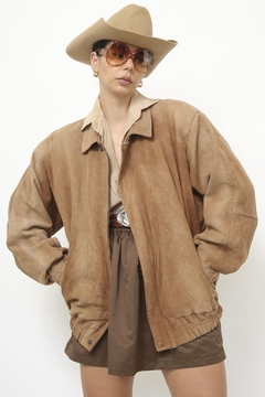 Jaqueta 100% couro marrom bomber - loja online