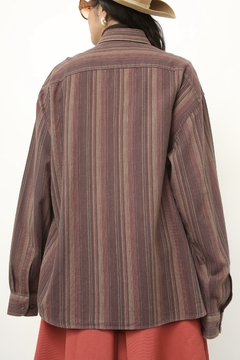 Camisa marrom listras algodão na internet