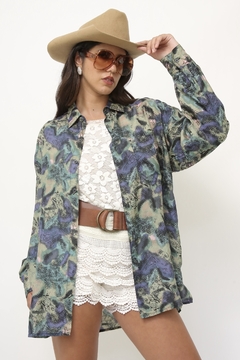Camisa 100% seda estampada