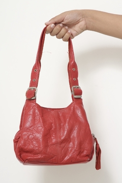 Bolsa couro vermelha forrada
