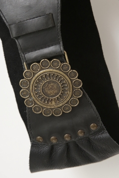 Cinto boho preto largo couro - comprar online