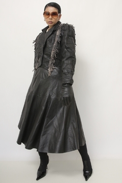 Jaqueta couro cropped franja western - loja online