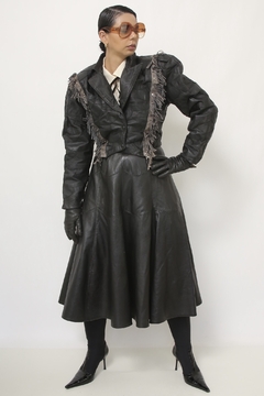 Jaqueta couro cropped franja western - comprar online