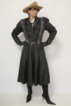 Jaqueta couro cropped franja western - comprar online