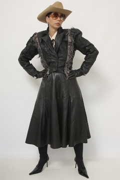 Jaqueta couro cropped franja western - loja online