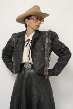 Imagem do Jaqueta couro cropped franja western