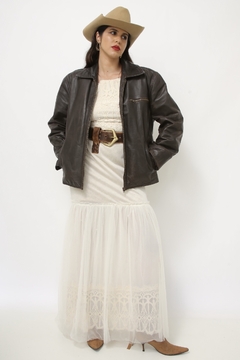 Jaqueta de couro marrom classica MAYS E ROSE - comprar online