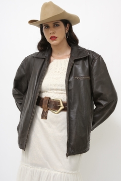 Jaqueta de couro marrom classica MAYS E ROSE