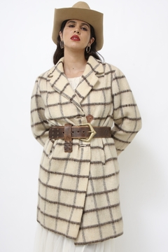 Casaco xadrez bege vintage forrado - comprar online