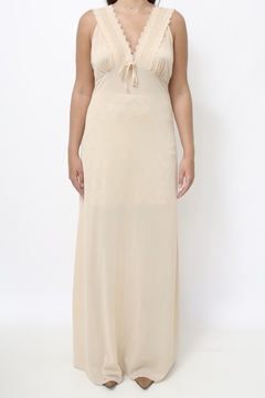 Conjunto camisola + penhoar bege longo