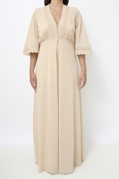Conjunto camisola + penhoar bege longo - loja online