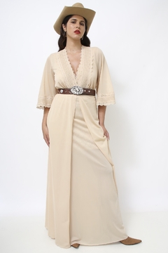 Conjunto camisola + penhoar bege longo na internet