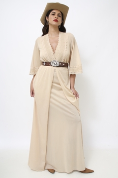 Conjunto camisola + penhoar bege longo - comprar online