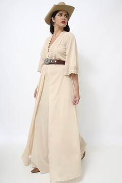 Conjunto camisola + penhoar bege longo na internet