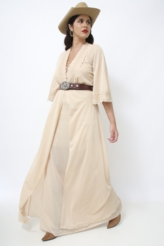 Conjunto camisola + penhoar bege longo - comprar online