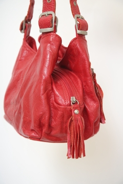 Bolsa couro vermelha forrada