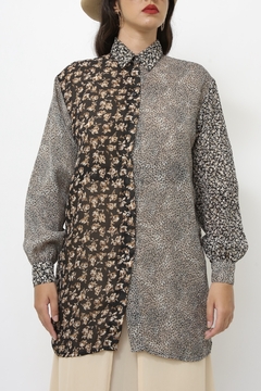 Maxi camisa estampada flores vintage na internet