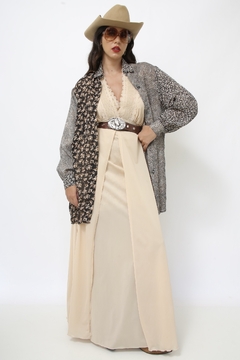 Maxi camisa estampada flores vintage