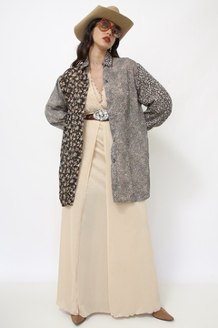 Maxi camisa estampada flores vintage - Capichó Brechó