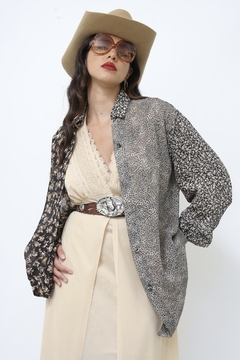 Maxi camisa estampada flores vintage - comprar online