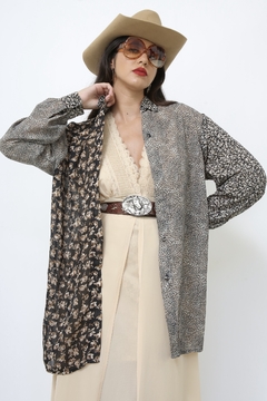 Maxi camisa estampada flores vintage