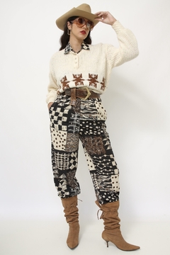 Imagem do Pulover tricot cropped creme marrom