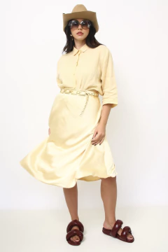 Camisa amarela linho bordado na internet