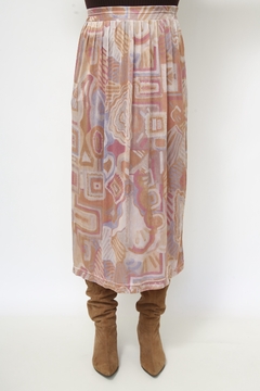 Saia viscose midi acetinada rosa - comprar online