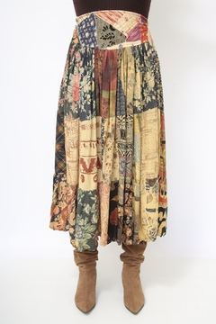 Saia midi estampas ampla - loja online