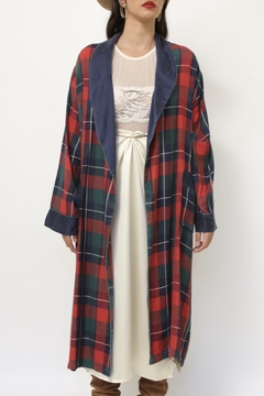 Roupão xadrez vermelho seda - loja online